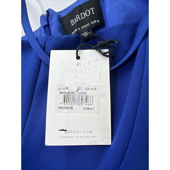 BARDOT Women’s 4 Midi Dress BRIELLE SLEEVELESS PENCIL Cocktail Party BLUE New - Picture 11 of 15